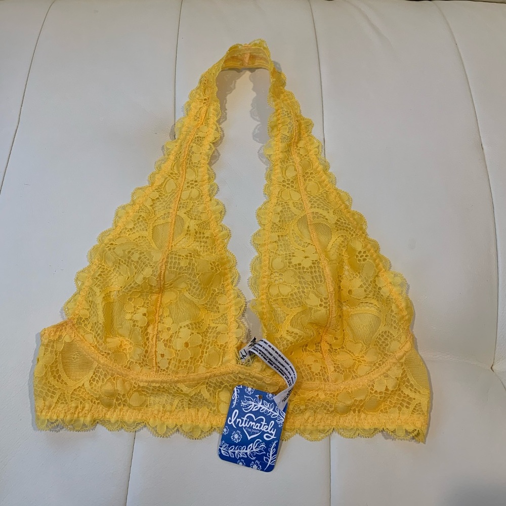 NWT Free People yellow lace bra- Small